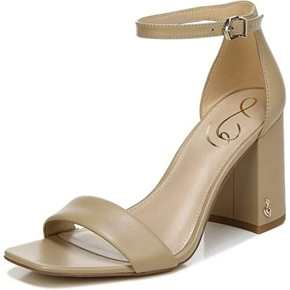 Beige Block Heel Sandals